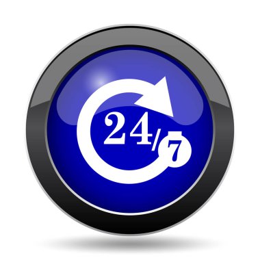 24/7 simgesi. Beyaz arka plan üzerinde Internet düğmesi