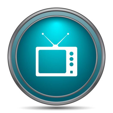 Retro tv simgesi. Beyaz arka plan üzerinde Internet düğmesi