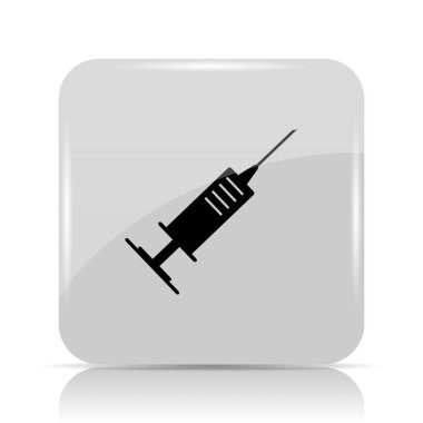 Şırınga simgesi. Beyaz arka plan üzerinde Internet düğmesi