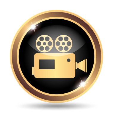 Video kamera simgesi. Beyaz arka plan üzerinde Internet düğmesi