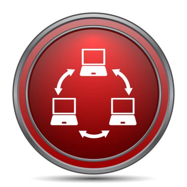 Bilgisayar ağ kutsal kişilerin resmi. Beyaz arka plan üzerinde Internet düğmesi