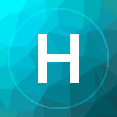 Hastane simgesi. Hastane Web sitesi düğmesini mavi düşük poli arka plan üzerinde