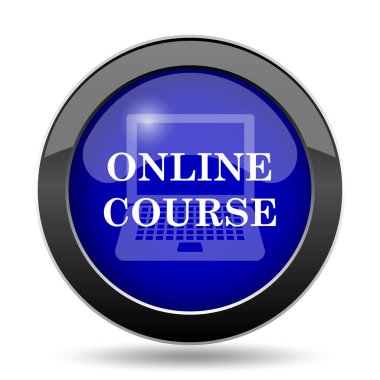 Online ders simgesi. Beyaz arka plan üzerinde Internet düğmesi