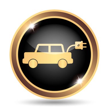 Elektrikli otomobil simgesi. Beyaz arka plan üzerinde Internet düğmesi