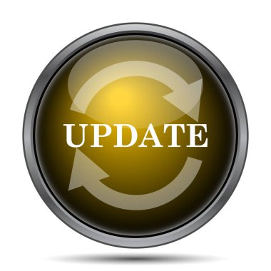 Update simgesi. Beyaz arka plan üzerinde Internet düğmesi