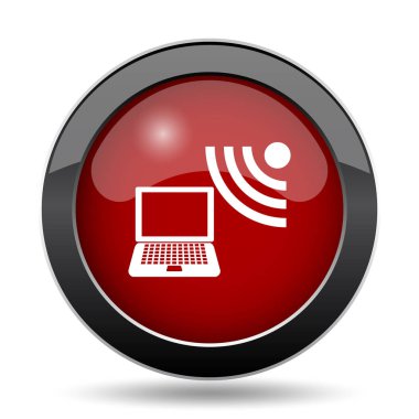 Kablosuz dizüstü simgesi. Beyaz arka plan üzerinde Internet düğmesi