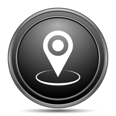 PIN konumu simgesi, siyah Web sitesi düğmesi beyaz arka plan üzerinde