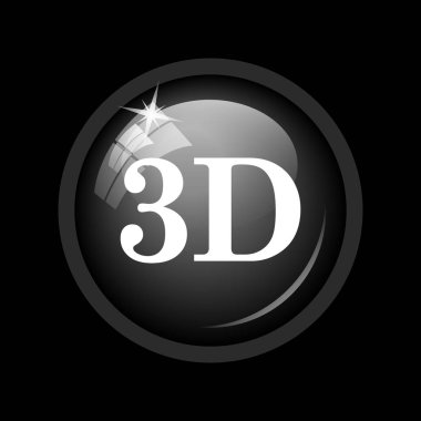 3D simgesi. Siyah arka plan üzerine Internet düğmesi.