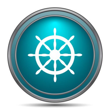 Deniz tekerlek simgesi. Beyaz arka plan üzerinde Internet düğmesi