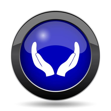 Eller simgesini korumak. Beyaz arka plan üzerinde Internet düğmesi