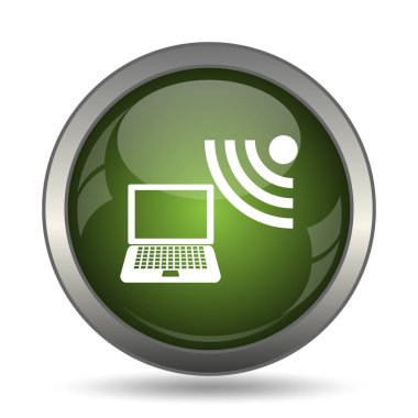 Kablosuz dizüstü simgesi. Beyaz arka plan üzerinde Internet düğmesi.