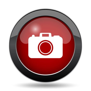 Fotoğraf kamera simgesi. Beyaz arka plan üzerinde Internet düğmesi