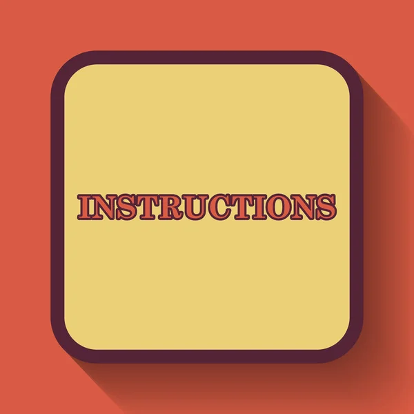 Instructions icon, colored website button on orange background