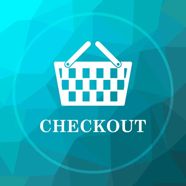 Checkout Icon Checkout Website Button Blue Low Poly Background — Stock Photo, Image
