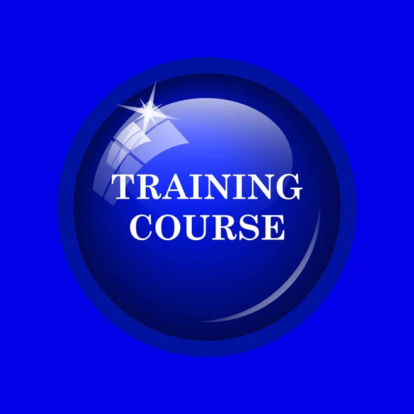 トレーニング コースのアイコン 青色の背景のインター ネット ボタン — ストック写真