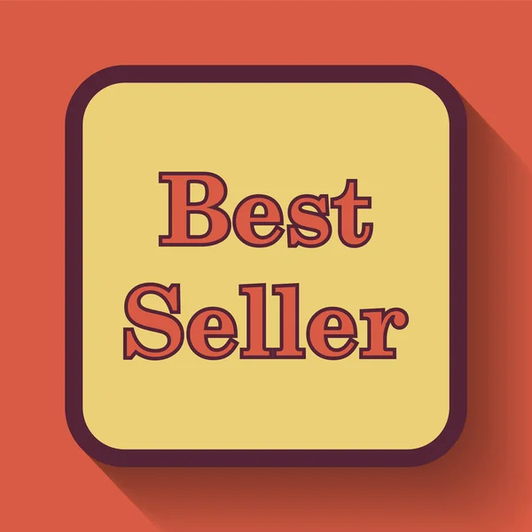 Best seller icon, colored website button on orange background