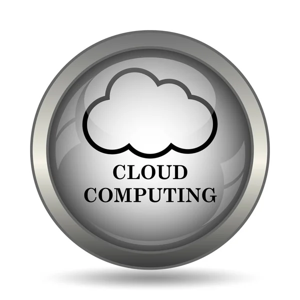 Cloud Computing Icon Black Website Button White Background — Stock Photo, Image