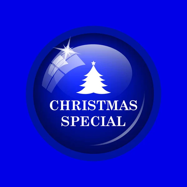 Ícone Especial Natal Botão Internet Fundo Azul — Fotografia de Stock