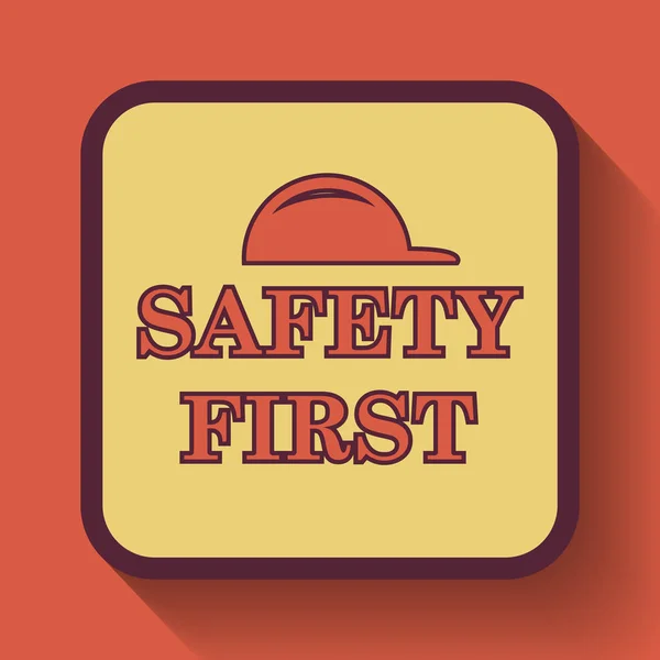 Safety first icon, colored website button on orange background
