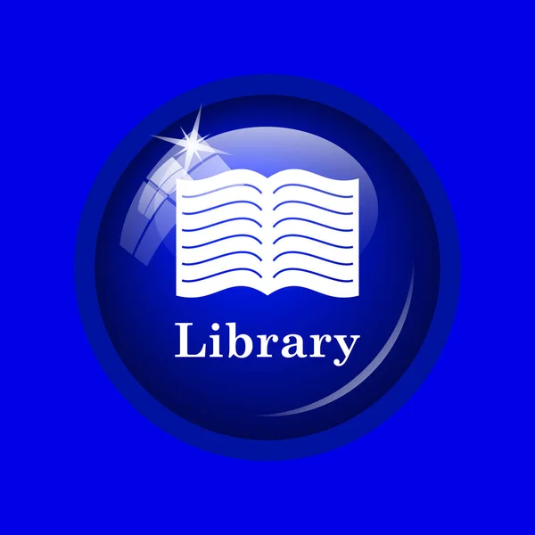 Bibliotheek Pictogram Internet Knop Blauwe Achtergrond — Stockfoto