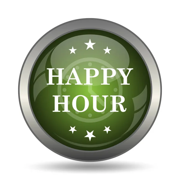 Happy Hour Pictogram Internet Knop Witte Achtergrond — Stockfoto