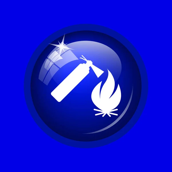 火のアイコン 青色の背景のインター ネット ボタン — ストック写真