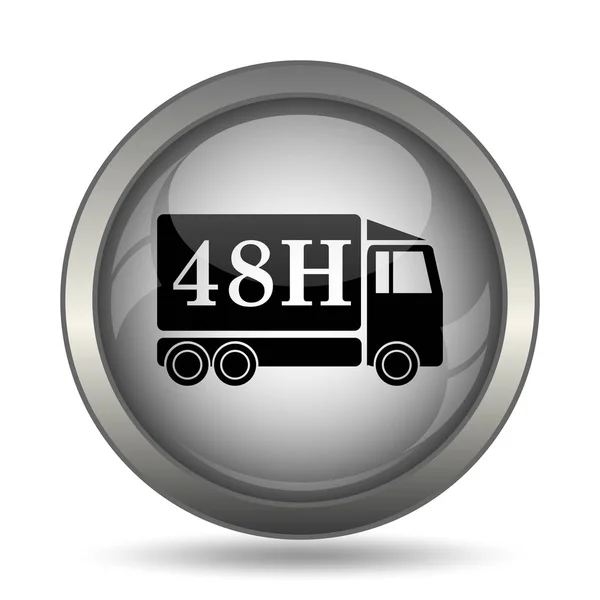 48H Doručení Truck Černé Stránky Tlačítko Bílém Pozadí — Stock fotografie