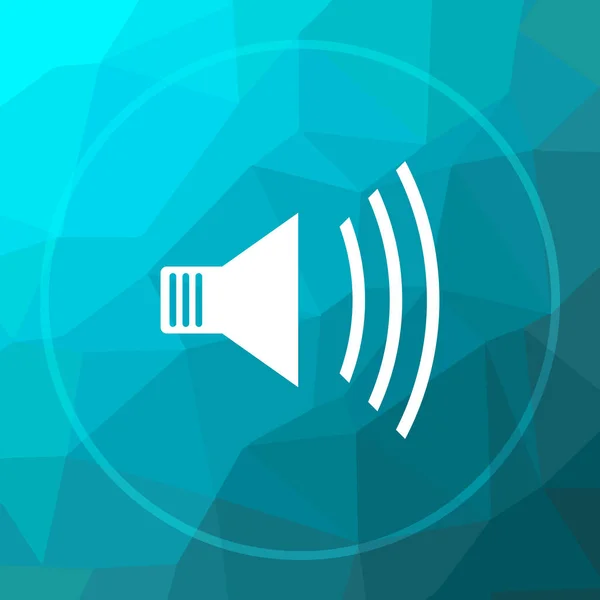 Speaker icon. Speaker website button on blue low poly background