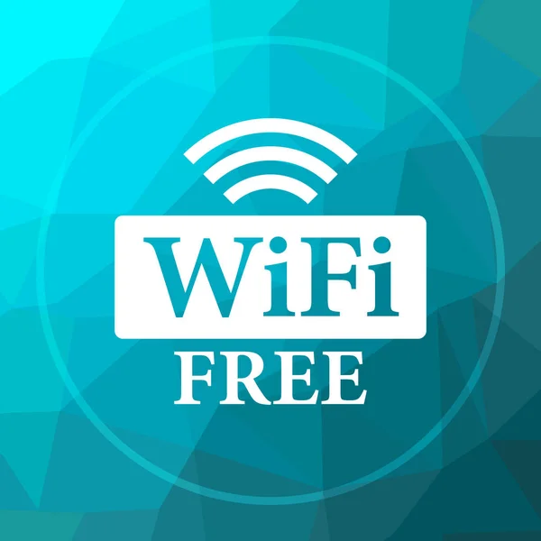 WIFI free icon. WIFI free website button on blue low poly background