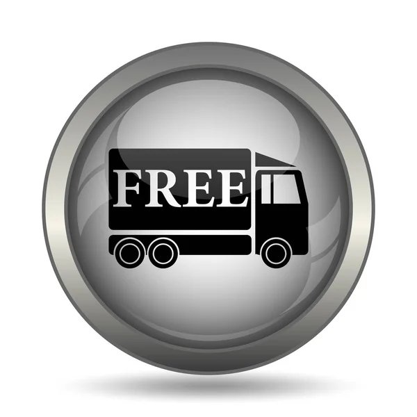 Free Delivery Truck Icon Black Website Button White Background — Stock Photo, Image