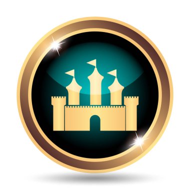 Kale simgesi. Beyaz arka plan üzerinde Internet düğmesi