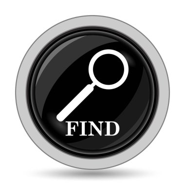 Simgesini bulun. Beyaz arka plan üzerinde Internet düğmesi