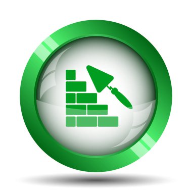 Bina duvar simgesi. Beyaz arka plan üzerinde Internet düğmesi