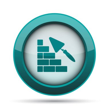 Bina duvar simgesi. Beyaz arka plan üzerinde Internet düğmesi