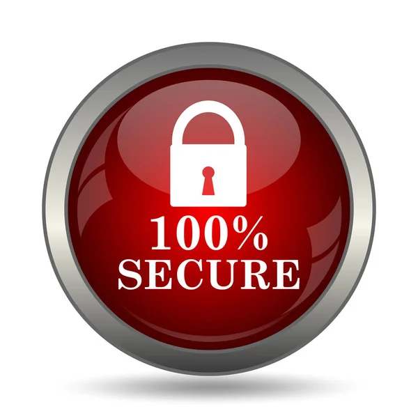100 Percent Secure Icon Internet Button White Background — Stock Photo, Image