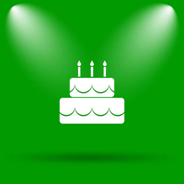 ケーキのアイコン 緑の背景のインター ネット ボタン — ストック写真
