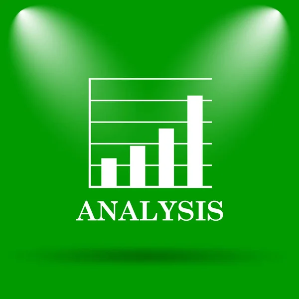 Ikona Analizy Przycisk Internet Zielonym Tle — Zdjęcie stockowe