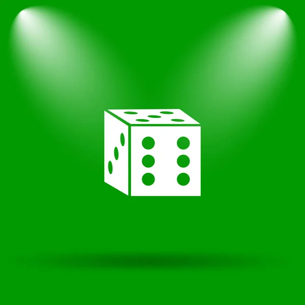 サイコロのアイコン 緑の背景のインター ネット ボタン — ストック写真