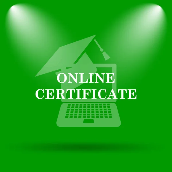 Online Certificaat Pictogram Internet Knop Groene Achtergrond — Stockfoto