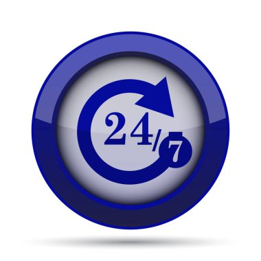 24/7 simgesi. Beyaz arka plan üzerinde Internet düğmesi