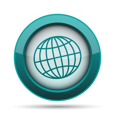 Küre simgesi. Beyaz arka plan üzerinde Internet düğmesi