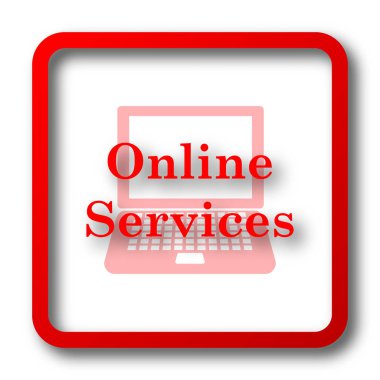 Çevrimiçi hizmetler simgesi. Beyaz arka plan üzerinde Internet düğmesi