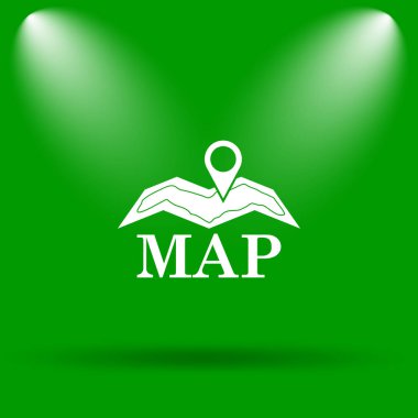 Harita simgesi. Yeşil renkli butona Internet