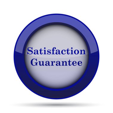 Memnuniyet garantisi simgesi. Beyaz arka plan üzerinde Internet düğmesi