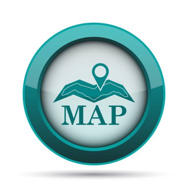 Harita simgesi. Beyaz arka plan üzerinde Internet düğmesi