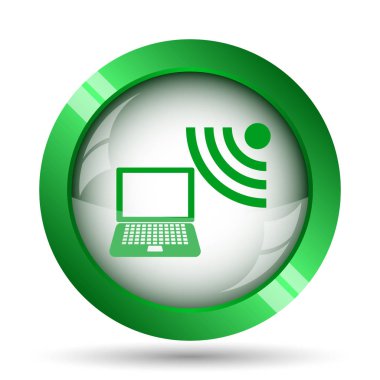 Kablosuz dizüstü simgesi. Beyaz arka plan üzerinde Internet düğmesi