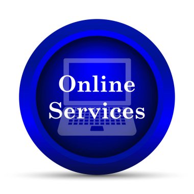 Çevrimiçi hizmetler simgesi. Beyaz arka plan üzerinde Internet düğmesi