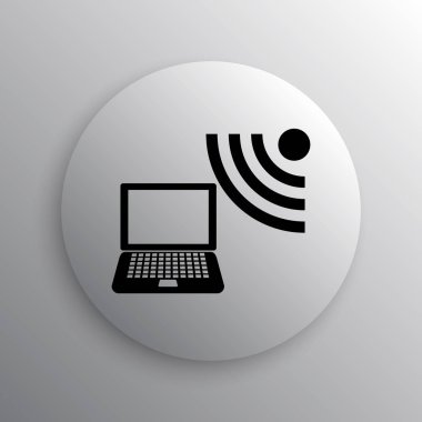 Kablosuz dizüstü simgesi. Beyaz arka plan üzerinde Internet düğmesi