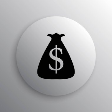 Doları çuval simgesi. Beyaz arka plan üzerinde Internet düğmesi