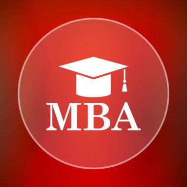MBA simgesi. Internet düğmesini kırmızı zemin üzerine